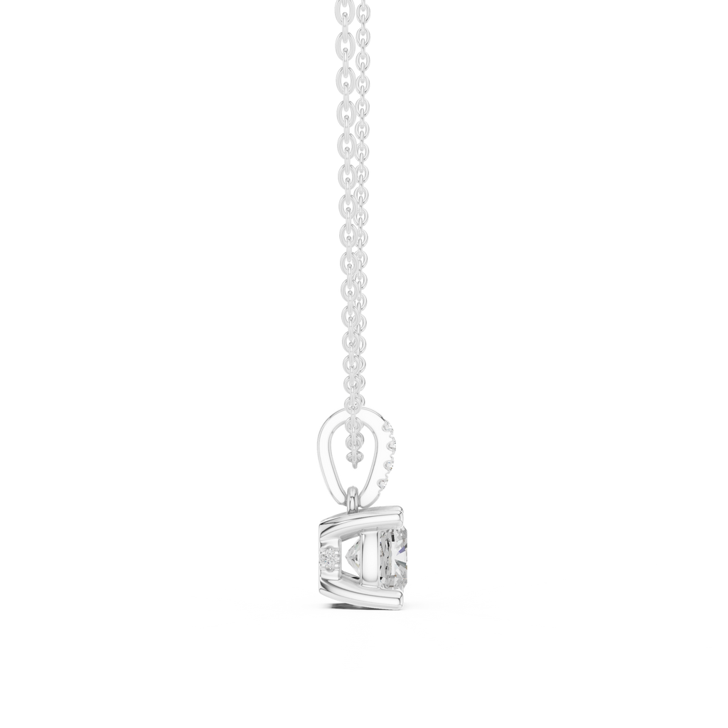 1.50 CT Cushion Cut Diamond Pavé Bail Pendant Necklace