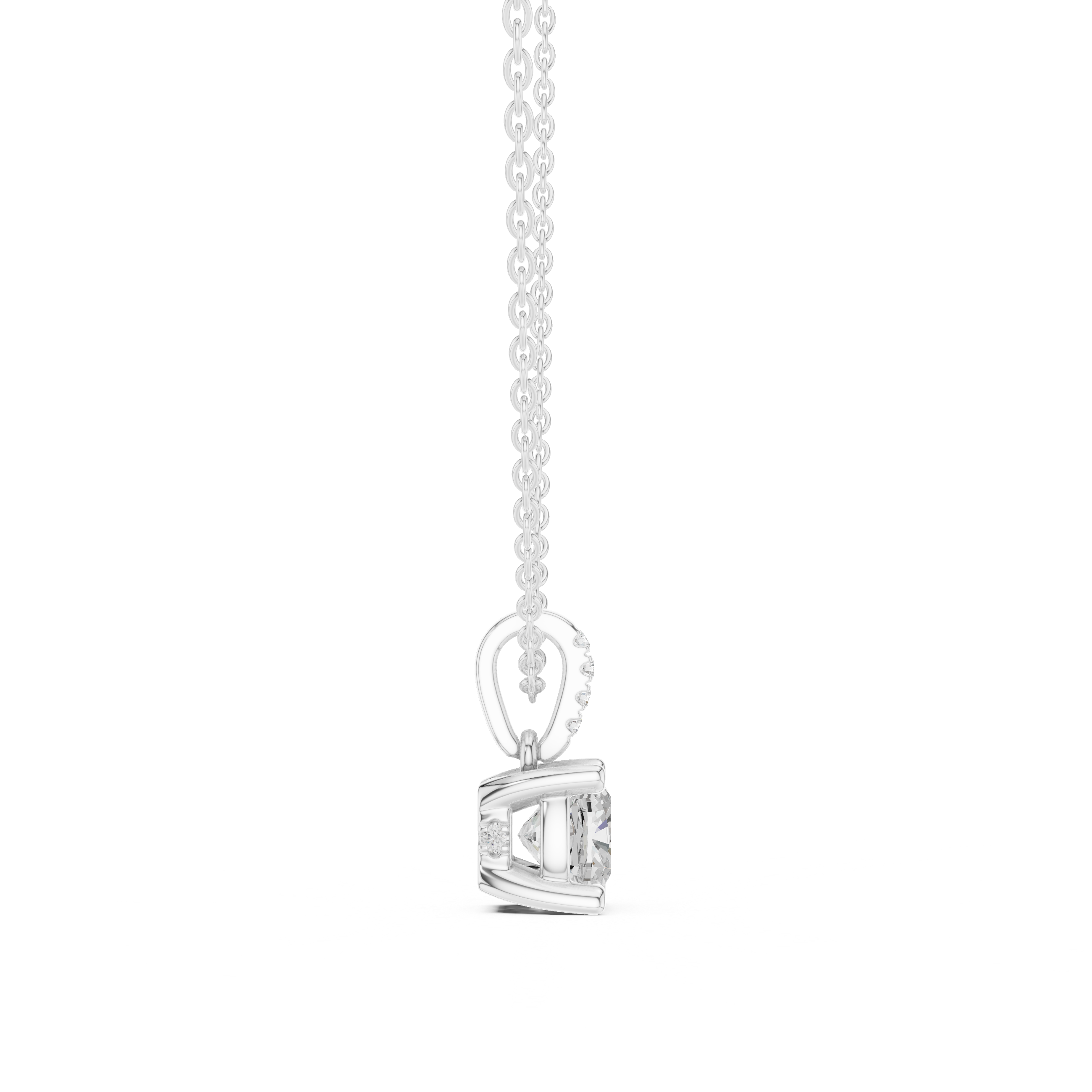 1.50 CT Cushion Cut Diamond Pavé Bail Pendant Necklace