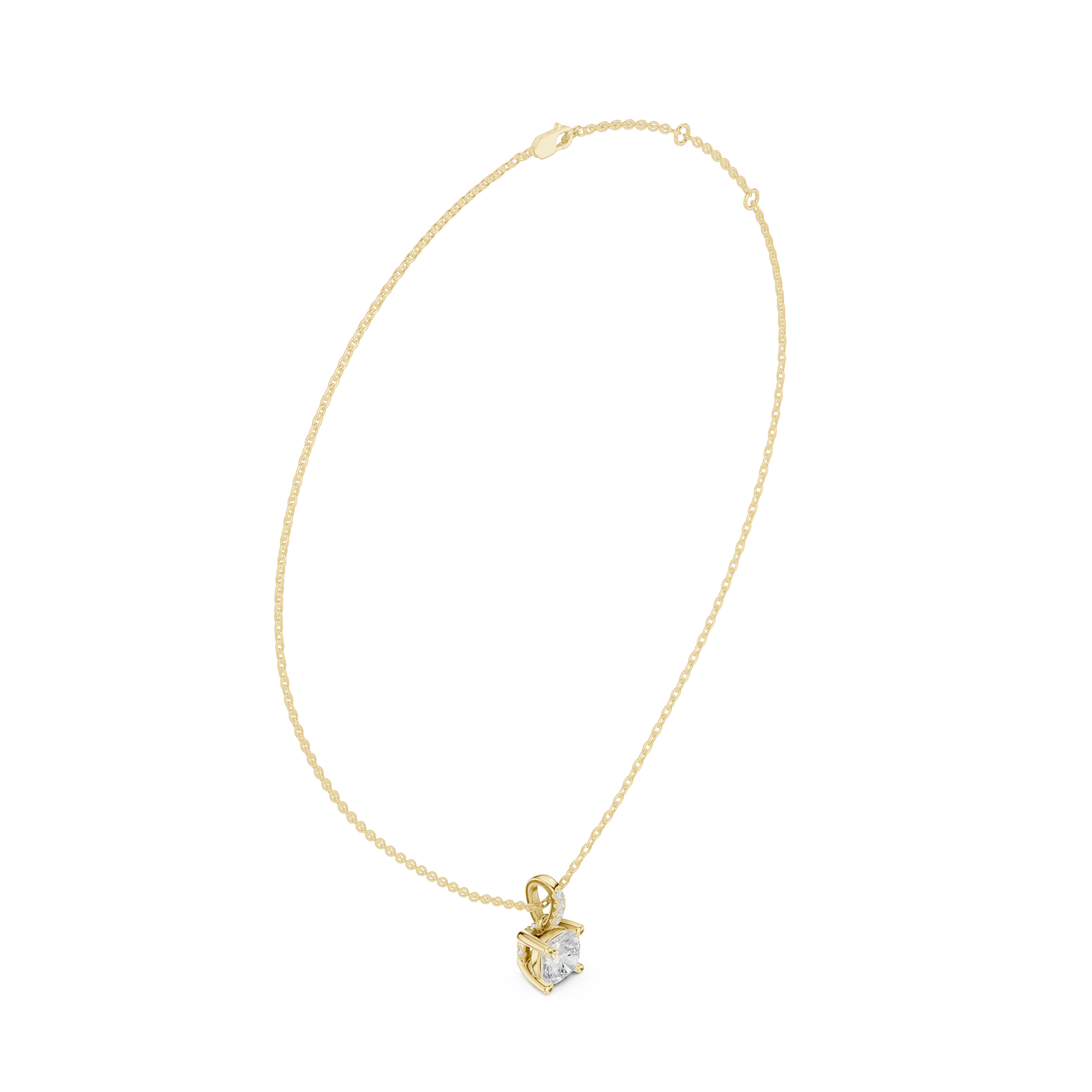 1.50 CT Cushion Cut Diamond Pavé Bail Pendant Necklace