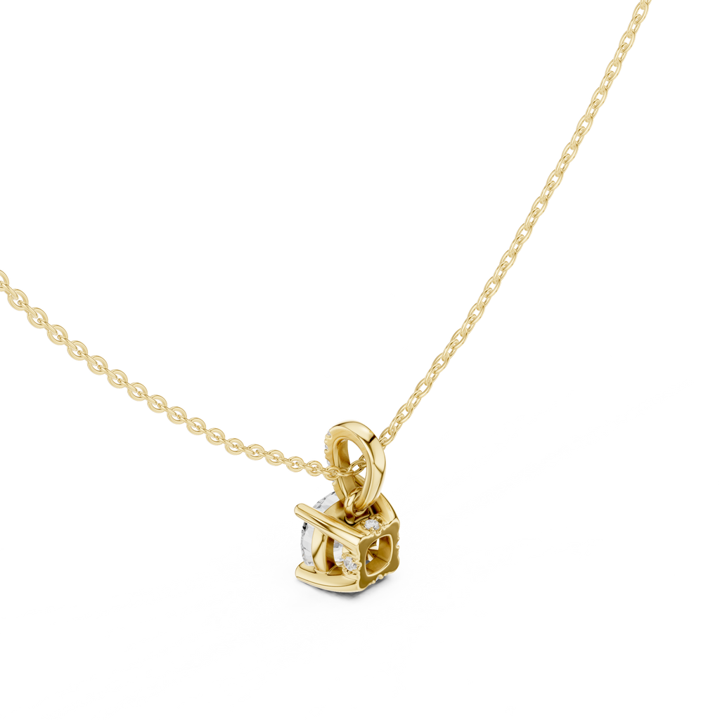 1.50 CT Cushion Cut Diamond Pavé Bail Pendant Necklace