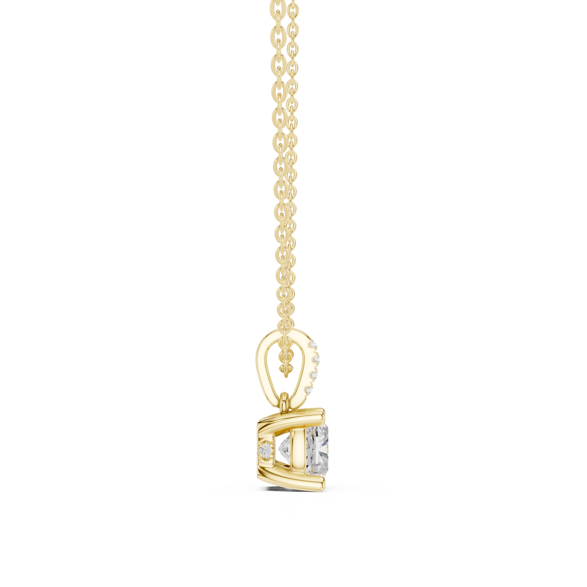 Cushion Cut Diamond Pavé Bail Pendant – view 12 of 12, lab grown diamond pendant | Jewelix Atelier