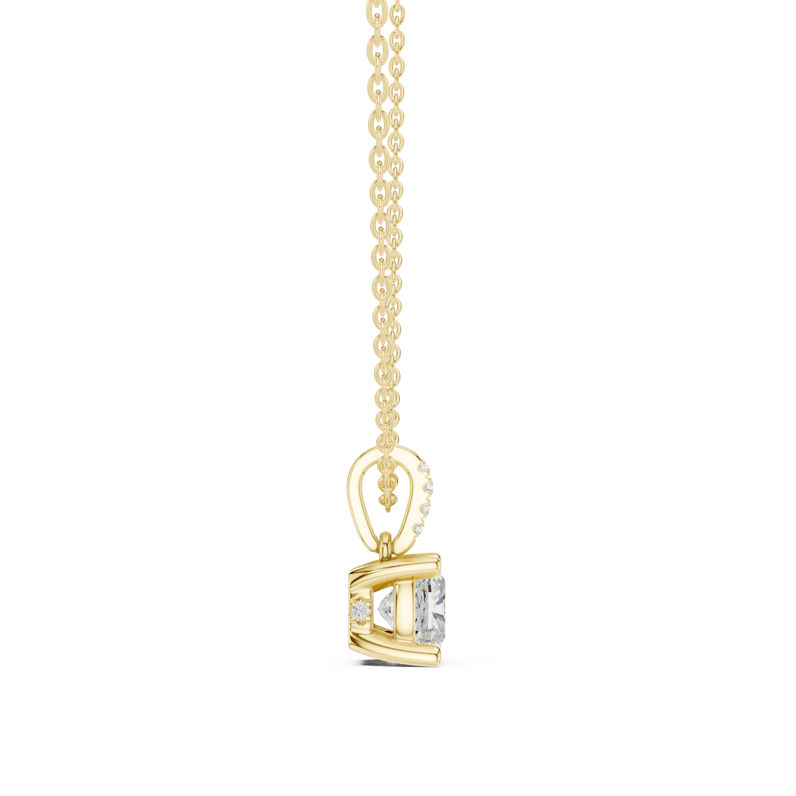 1.50 CT Cushion Cut Diamond Pavé Bail Pendant Necklace