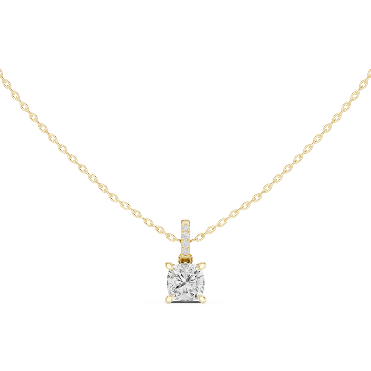 Cushion Cut Diamond Pavé Bail Pendant – view 9 of 12, lab grown diamond pendant | Jewelix Atelier
