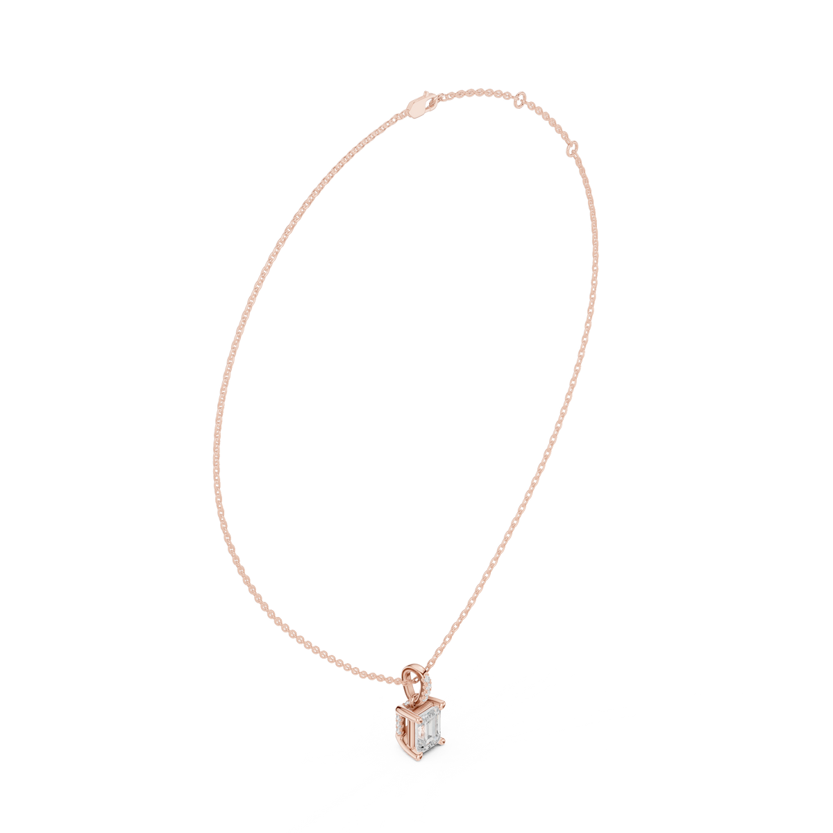 Emerald Cut Diamond Pavé Bail Pendant – view 6 of 12, lab grown diamond pendant | Jewelix Atelier