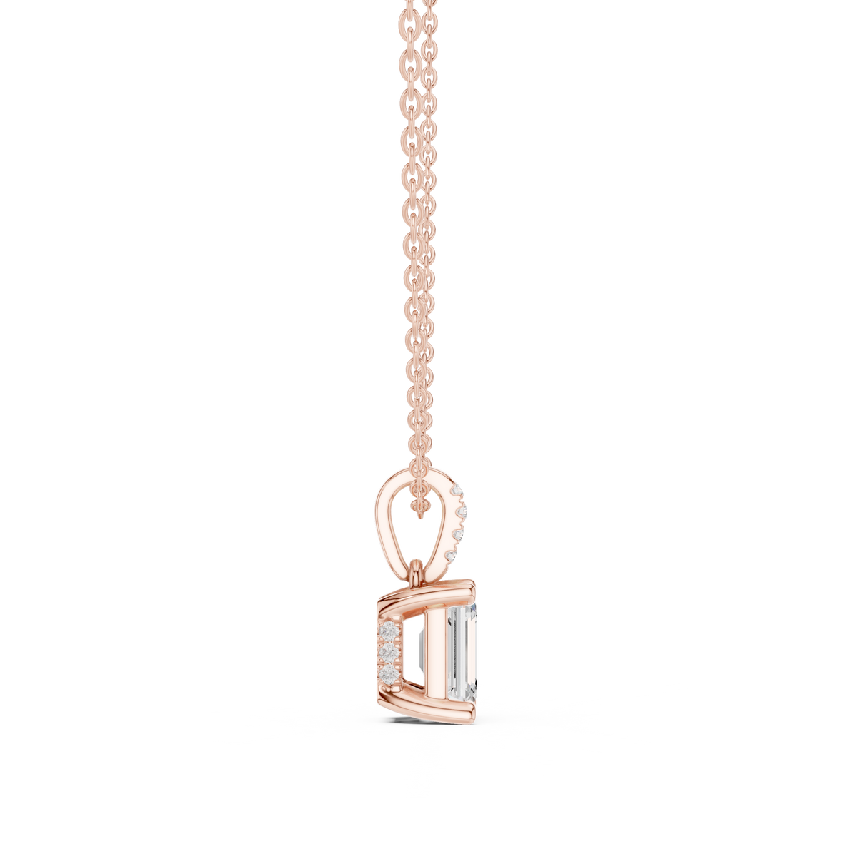 Emerald Cut Diamond Pavé Bail Pendant – view 8 of 12, lab grown diamond pendant | Jewelix Atelier