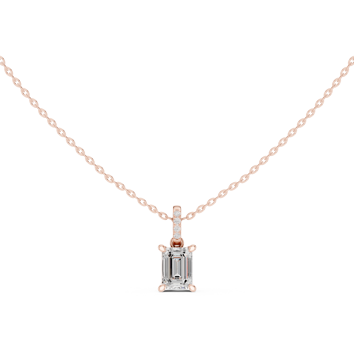 Emerald Cut Diamond Pavé Bail Pendant – view 5 of 12, lab grown diamond pendant | Jewelix Atelier