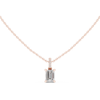 1.50 CT Emerald Cut Diamond Pavé Bail Pendant Necklace in 14K & 18K Gold