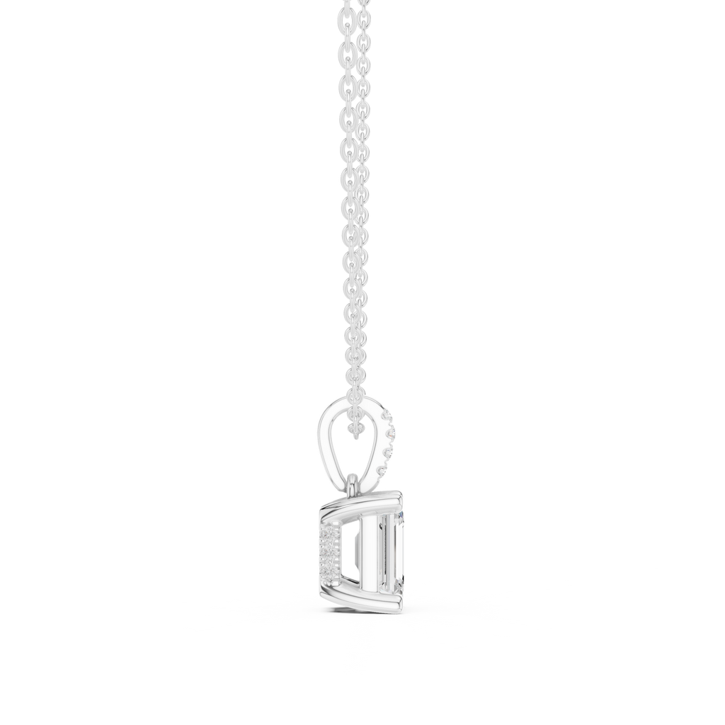 1.50 CT Emerald Cut Diamond Pavé Bail Pendant Necklace in 14K & 18K Gold