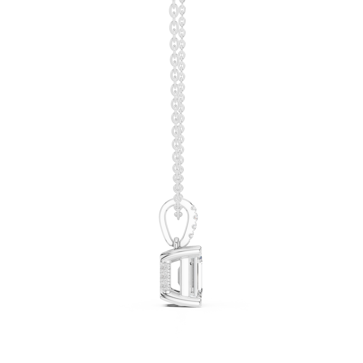 Emerald Cut Diamond Pavé Bail Pendant – view 4 of 12, lab grown diamond pendant | Jewelix Atelier
