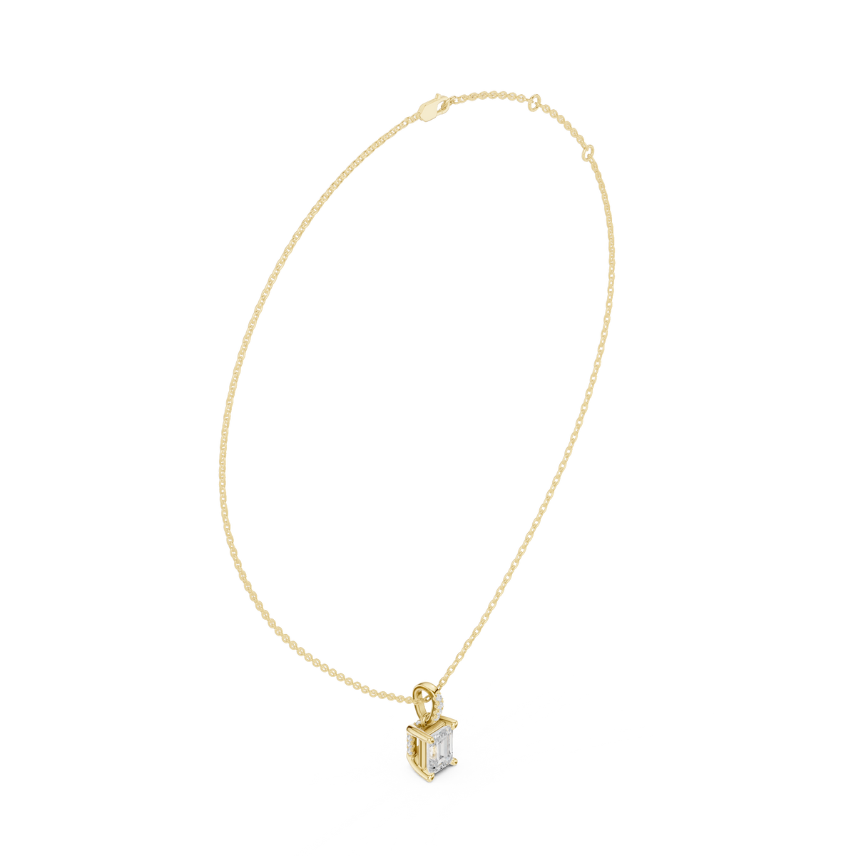 Emerald Cut Diamond Pavé Bail Pendant – view 10 of 12, lab grown diamond pendant | Jewelix Atelier