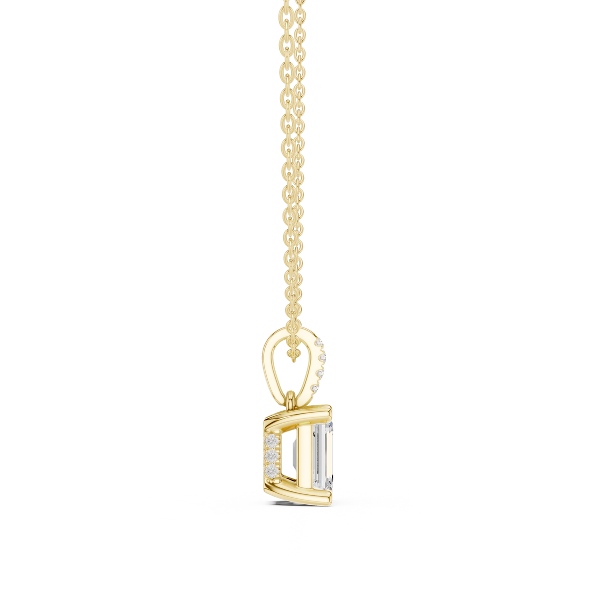 Emerald Cut Diamond Pavé Bail Pendant – view 12 of 12, lab grown diamond pendant | Jewelix Atelier