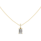 1.50 CT Emerald Cut Diamond Pavé Bail Pendant Necklace in 14K & 18K Gold