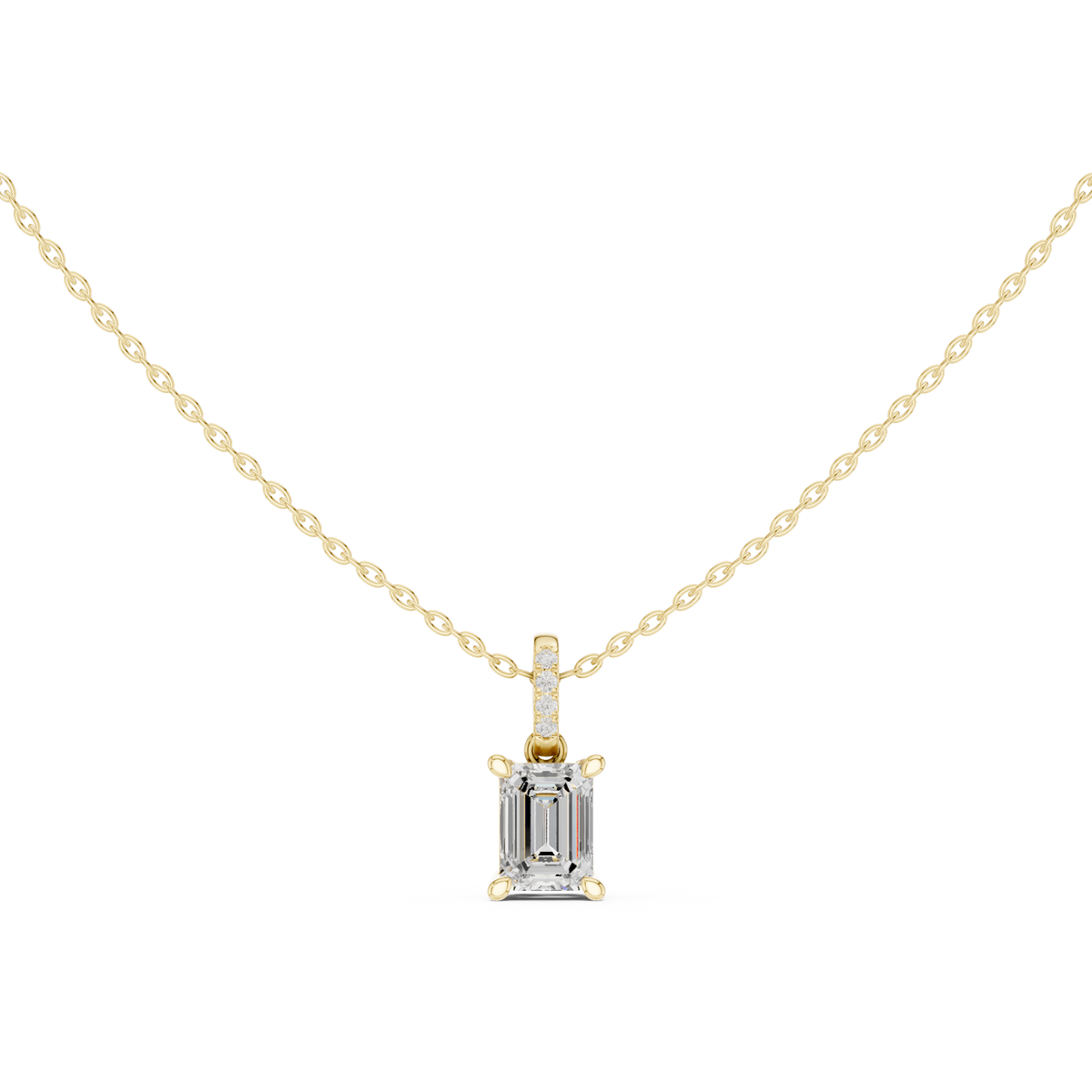 Emerald Cut Diamond Pavé Bail Pendant – view 9 of 12, lab grown diamond pendant | Jewelix Atelier