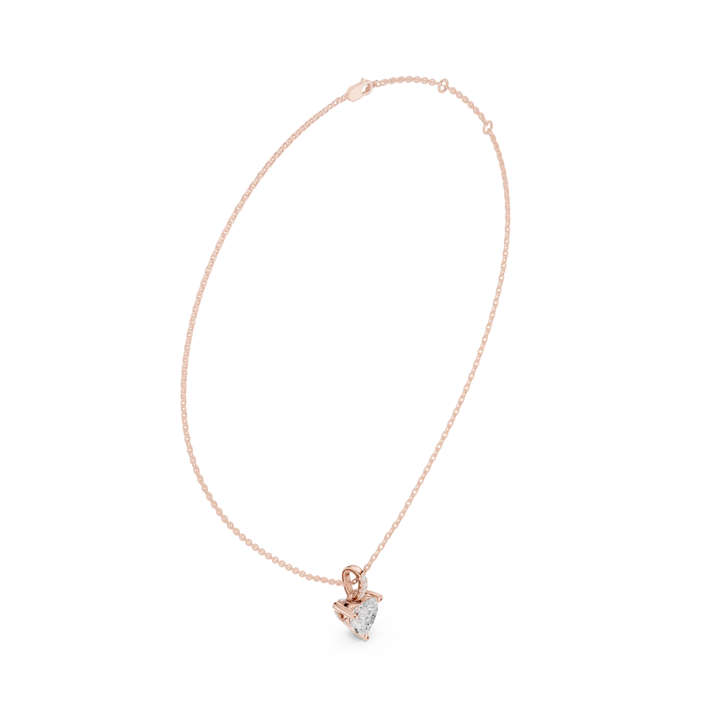 1.50 CT Heart Cut Diamond Pavé Bail Pendant Necklace in 14K & 18K Gold
