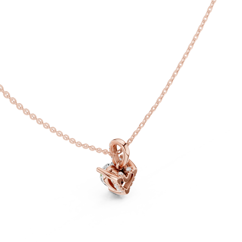 1.50 CT Heart Cut Diamond Pavé Bail Pendant Necklace in 14K & 18K Gold