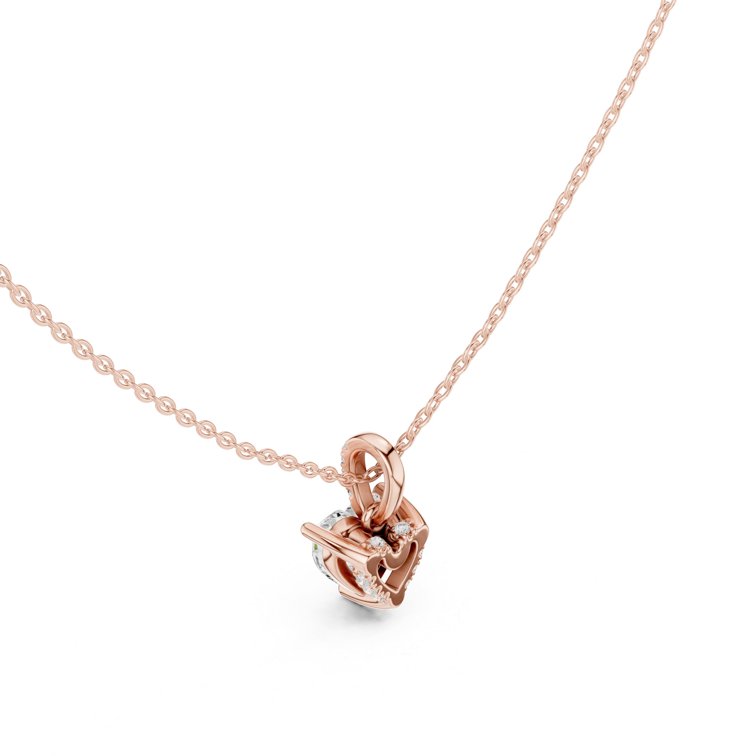 1.50 CT Heart Cut Diamond Pavé Bail Pendant Necklace in 14K & 18K Gold