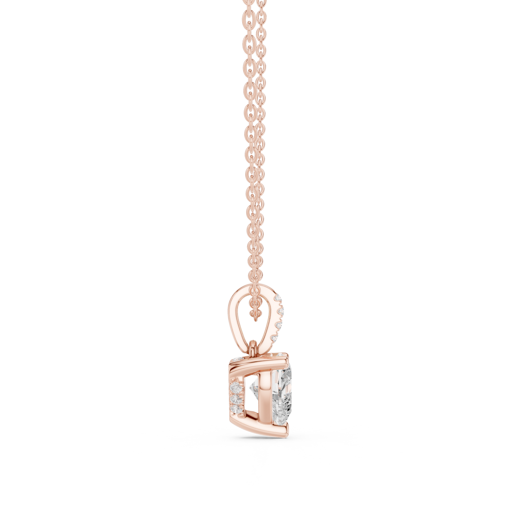 1.50 CT Heart Cut Diamond Pavé Bail Pendant Necklace in 14K & 18K Gold