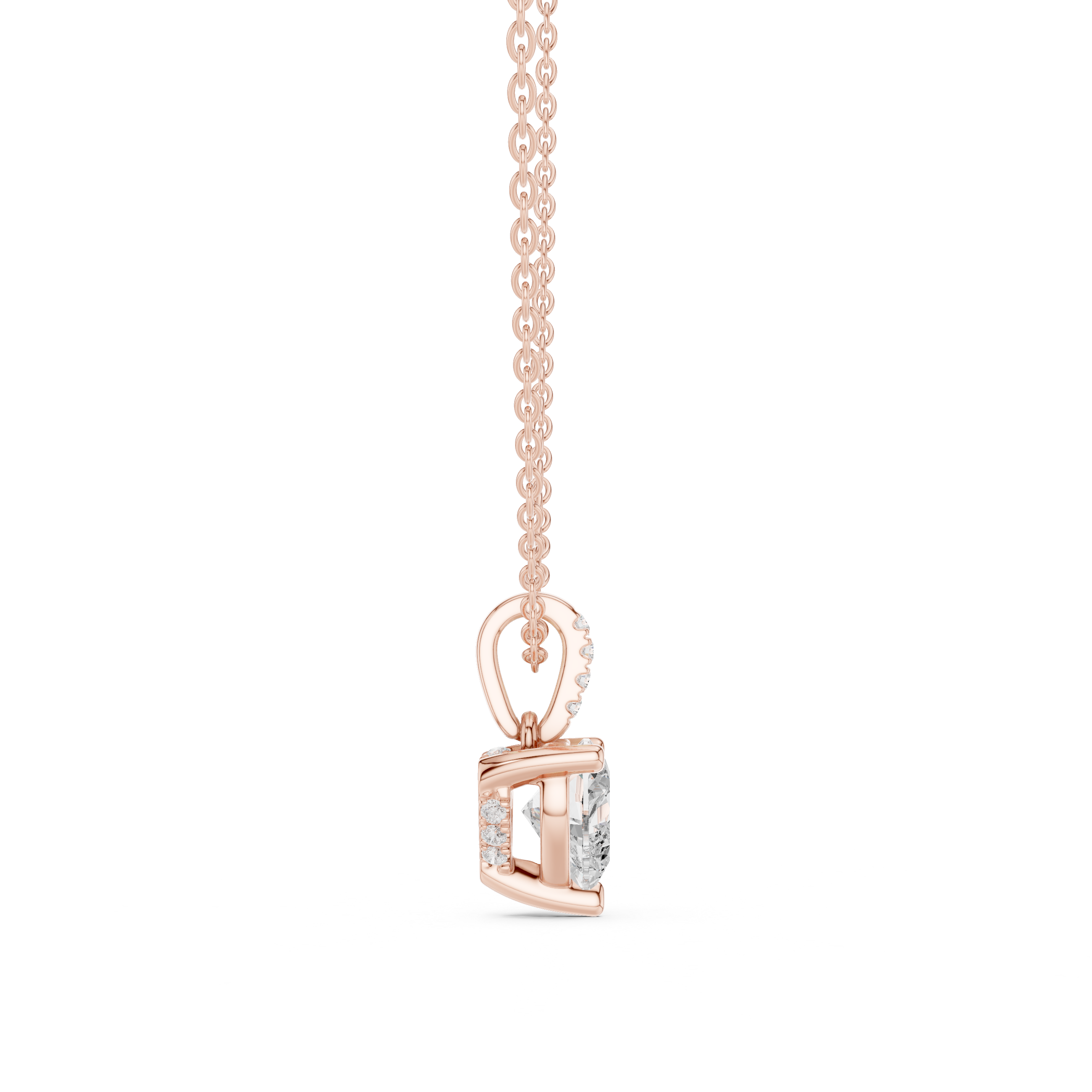 1.50 CT Heart Cut Diamond Pavé Bail Pendant Necklace in 14K & 18K Gold