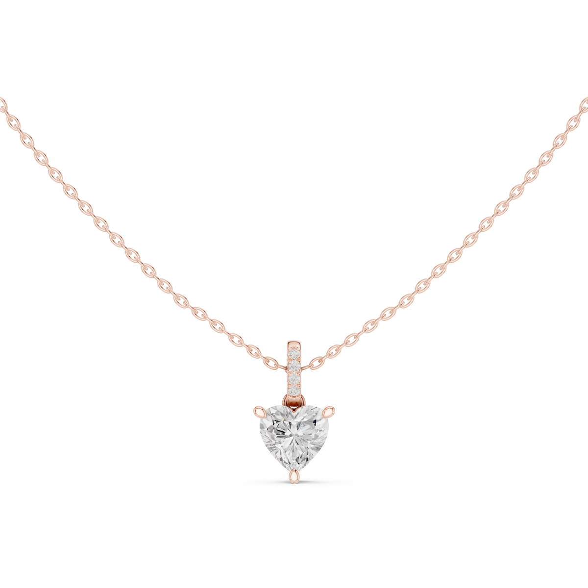 Heart Cut Diamond Pavé Bail Pendant Necklace – view 5 of 12, lab grown diamond necklace | Jewelix Atelier