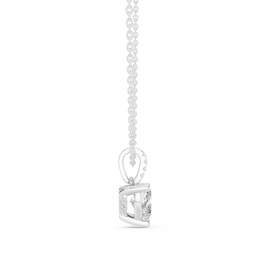 1.50 CT Heart Cut Diamond Pavé Bail Pendant Necklace in 14K & 18K Gold