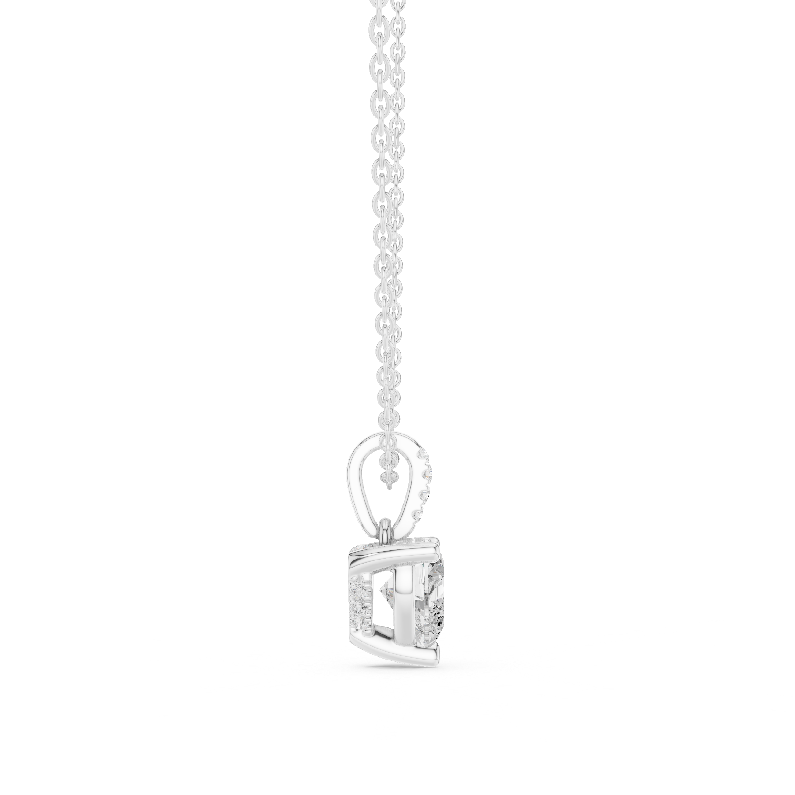 1.50 CT Heart Cut Diamond Pavé Bail Pendant Necklace in 14K & 18K Gold