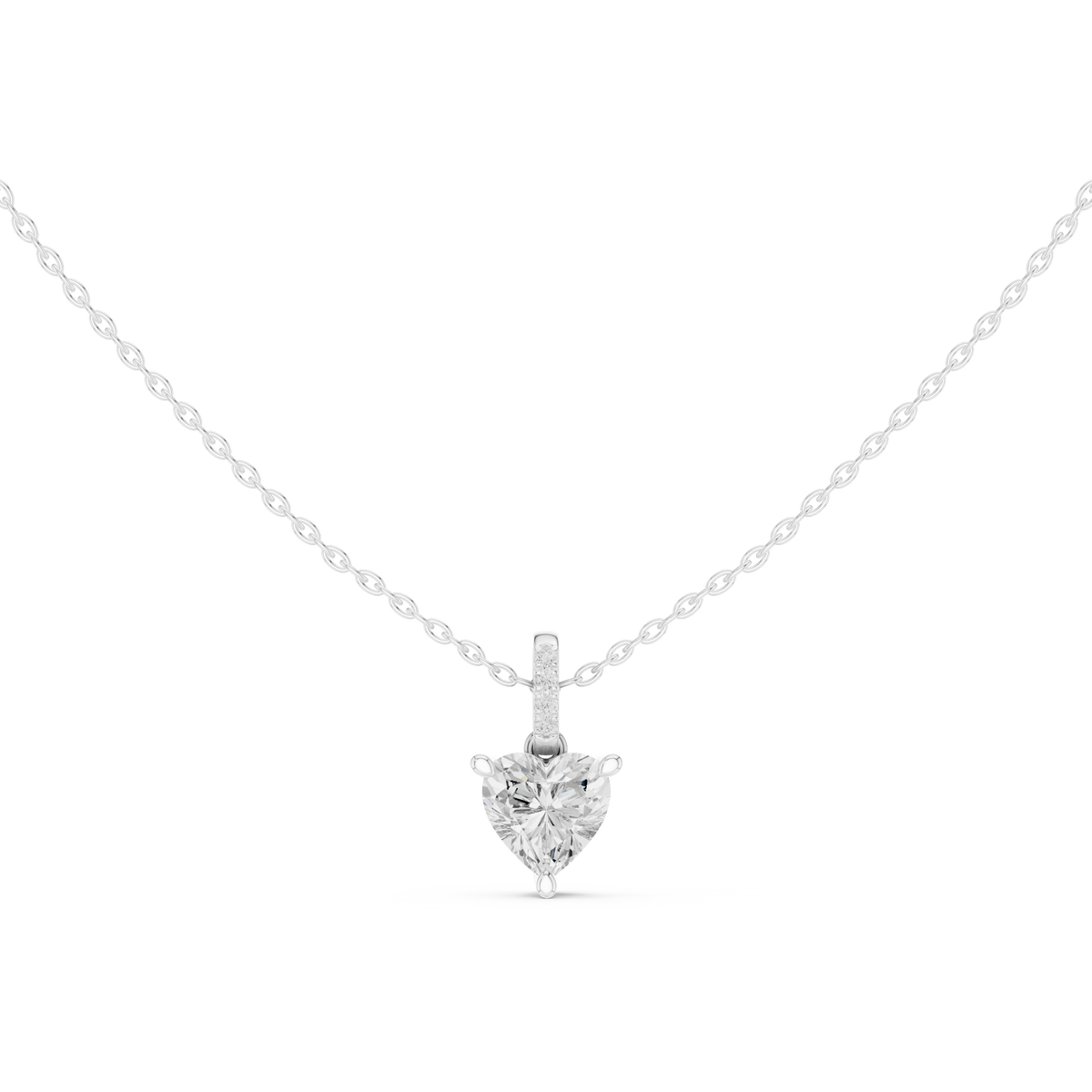 Heart Cut Diamond Pavé Bail Pendant Necklace – view 1 of 12, lab grown diamond necklace | Jewelix Atelier