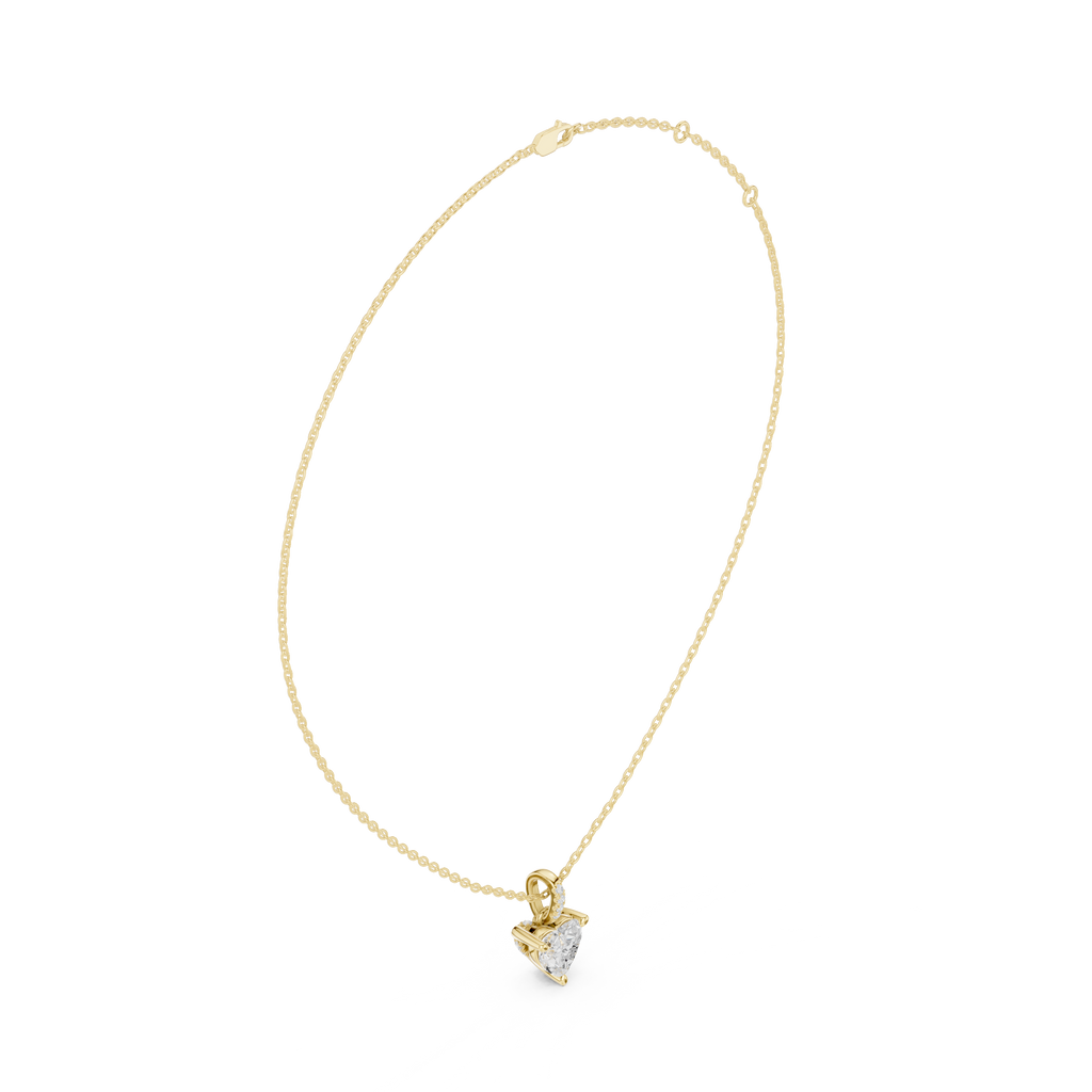1.50 CT Heart Cut Diamond Pavé Bail Pendant Necklace in 14K & 18K Gold