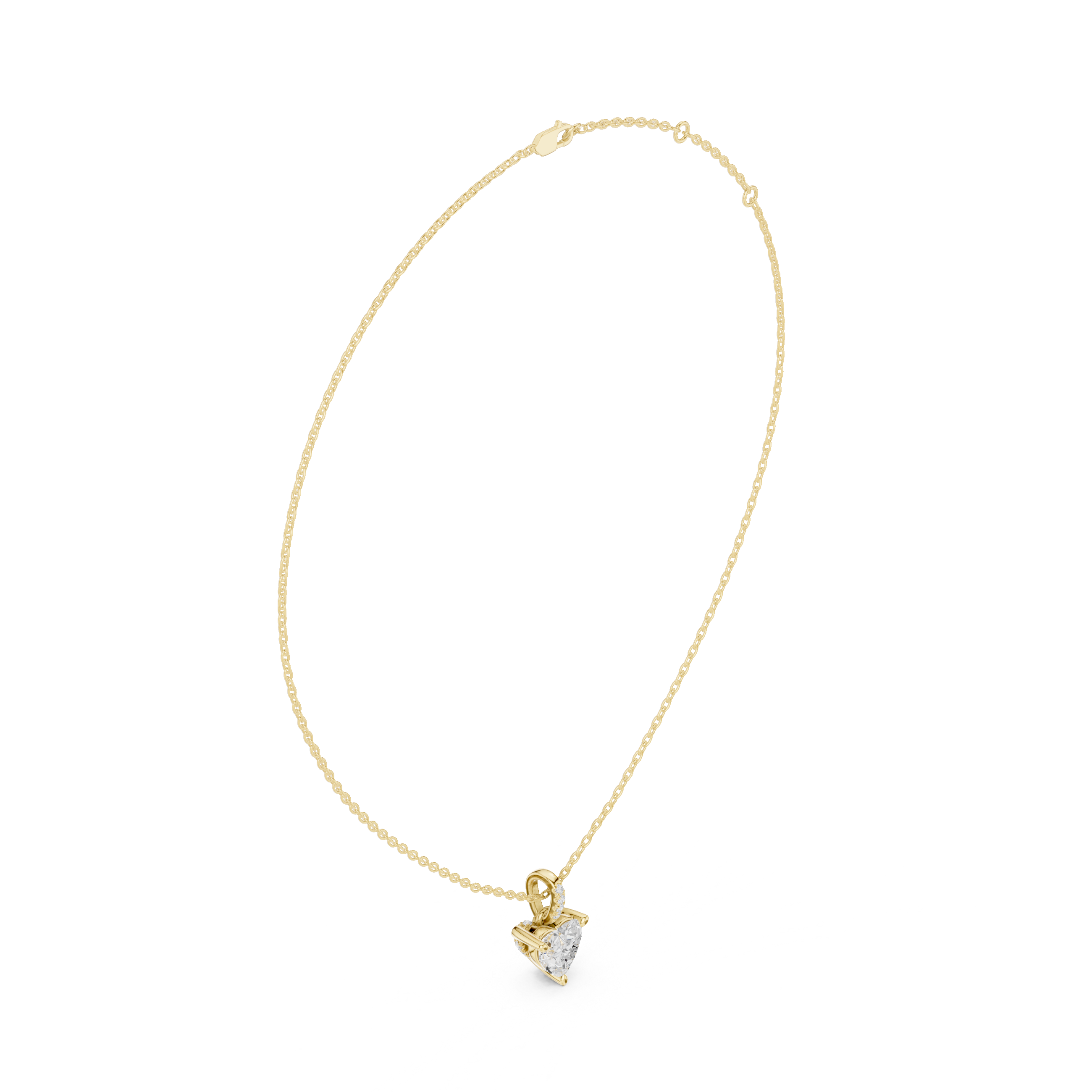 1.50 CT Heart Cut Diamond Pavé Bail Pendant Necklace in 14K & 18K Gold