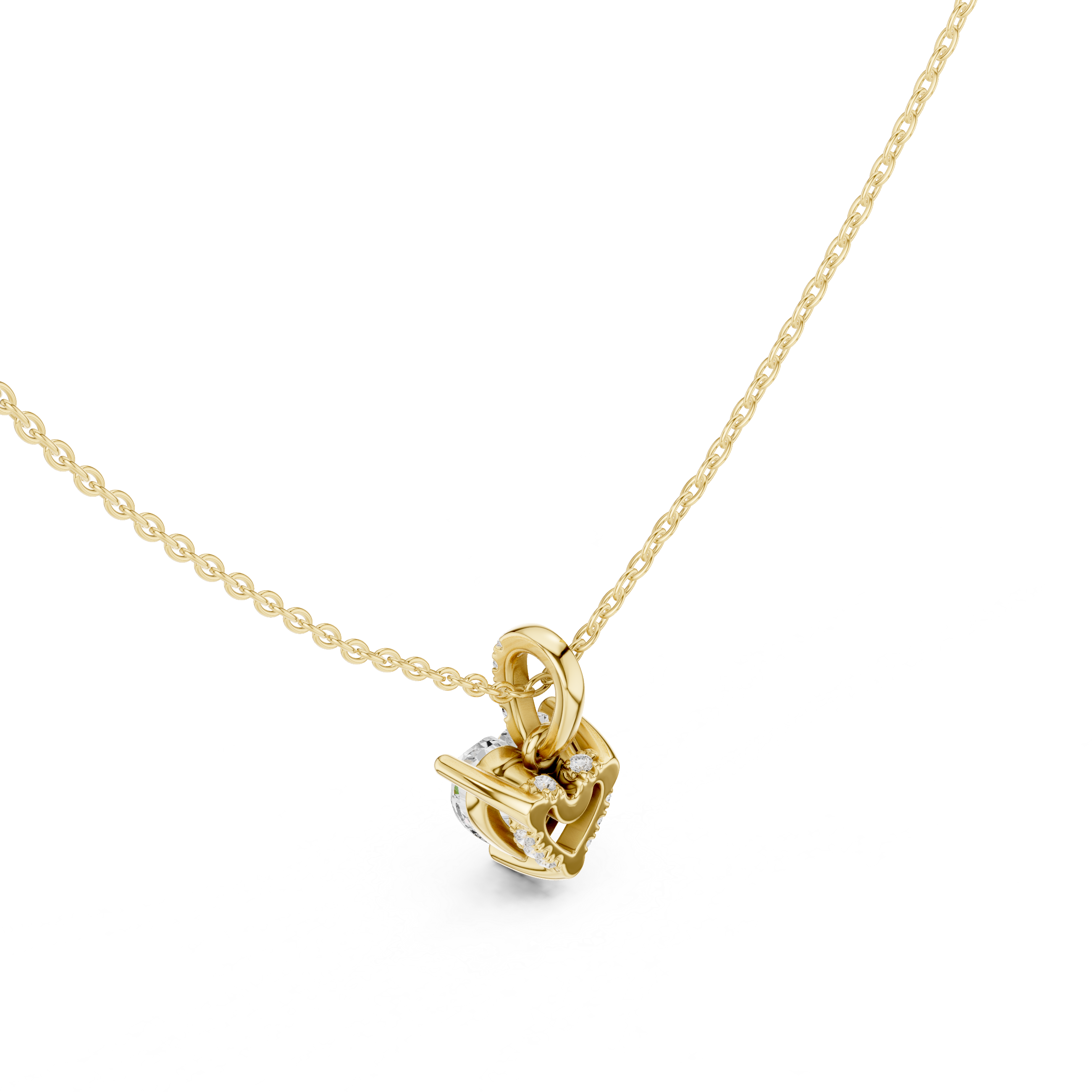1.50 CT Heart Cut Diamond Pavé Bail Pendant Necklace in 14K & 18K Gold