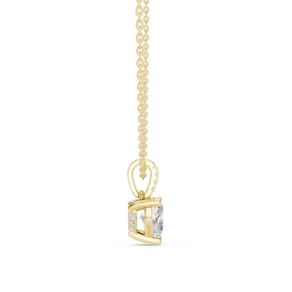 1.50 CT Heart Cut Diamond Pavé Bail Pendant Necklace in 14K & 18K Gold