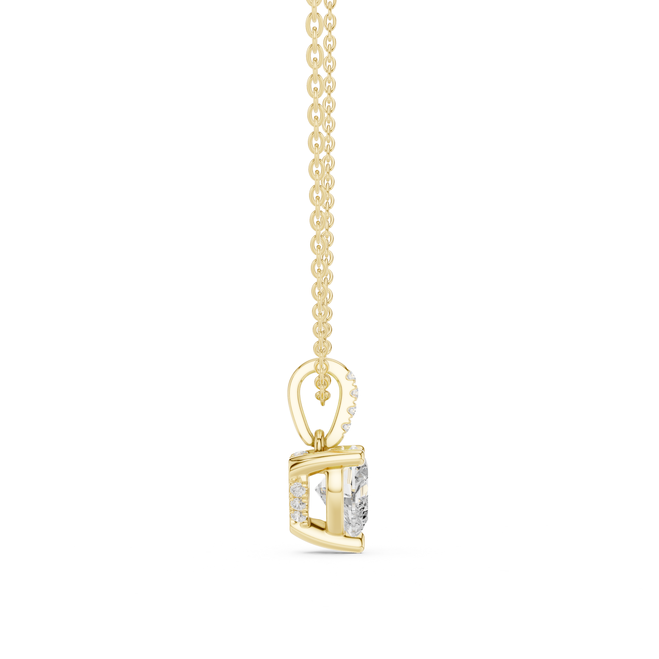 1.50 CT Heart Cut Diamond Pavé Bail Pendant Necklace in 14K & 18K Gold