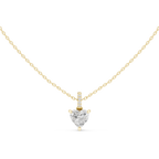 1.50 CT Heart Cut Diamond Pavé Bail Pendant Necklace in 14K & 18K Gold