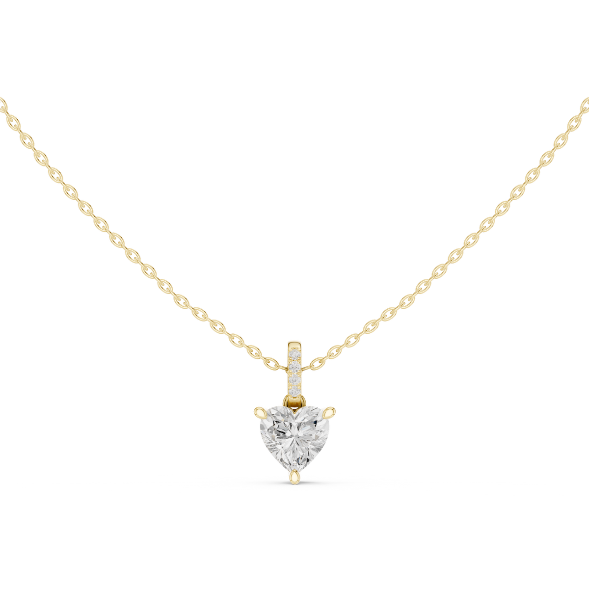 Heart Cut Diamond Pavé Bail Pendant Necklace – view 9 of 12, lab grown diamond necklace | Jewelix Atelier