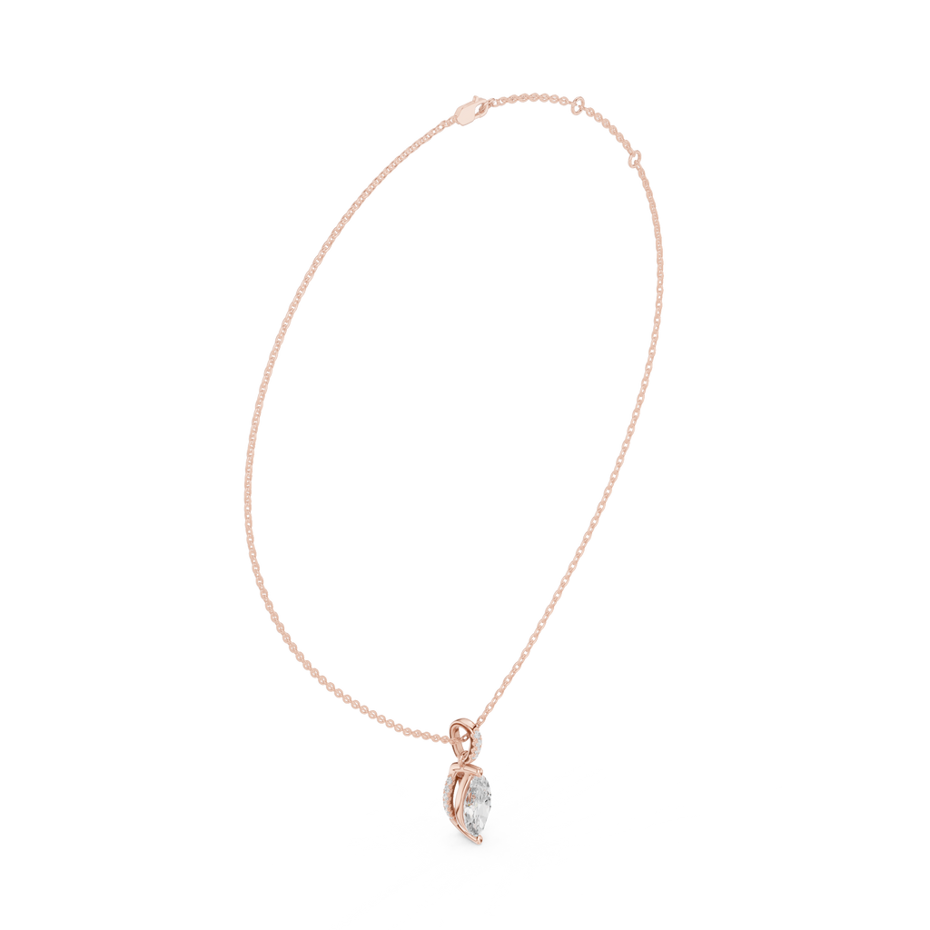 1.50 CT Marquise Cut Diamond Pavé Bail Pendant Necklace in Gold