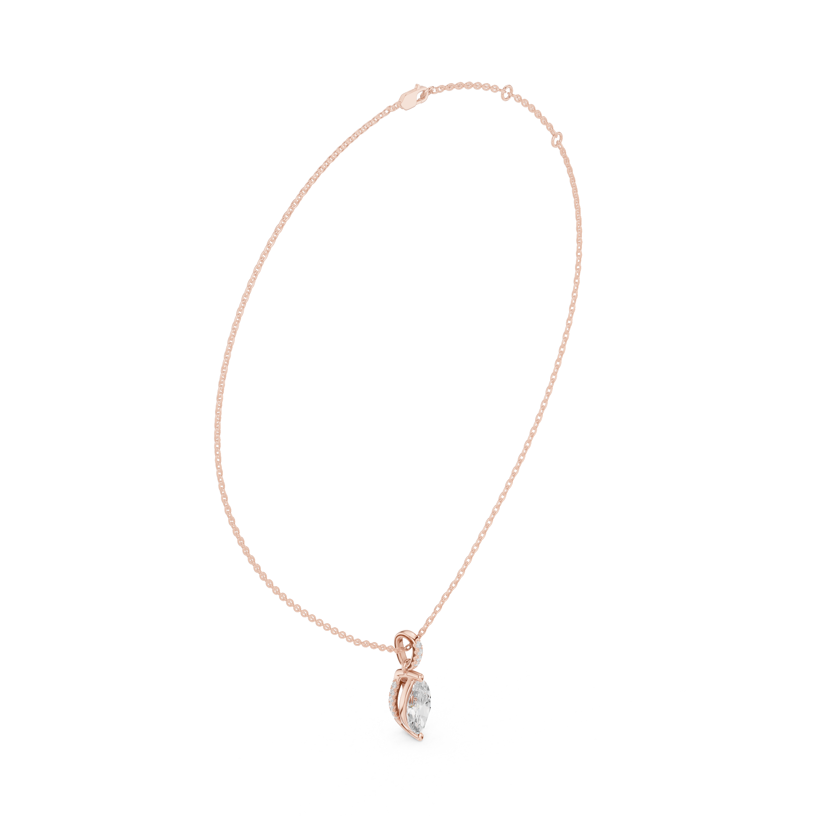 1.50 CT Marquise Cut Diamond Pavé Bail Pendant Necklace in Gold