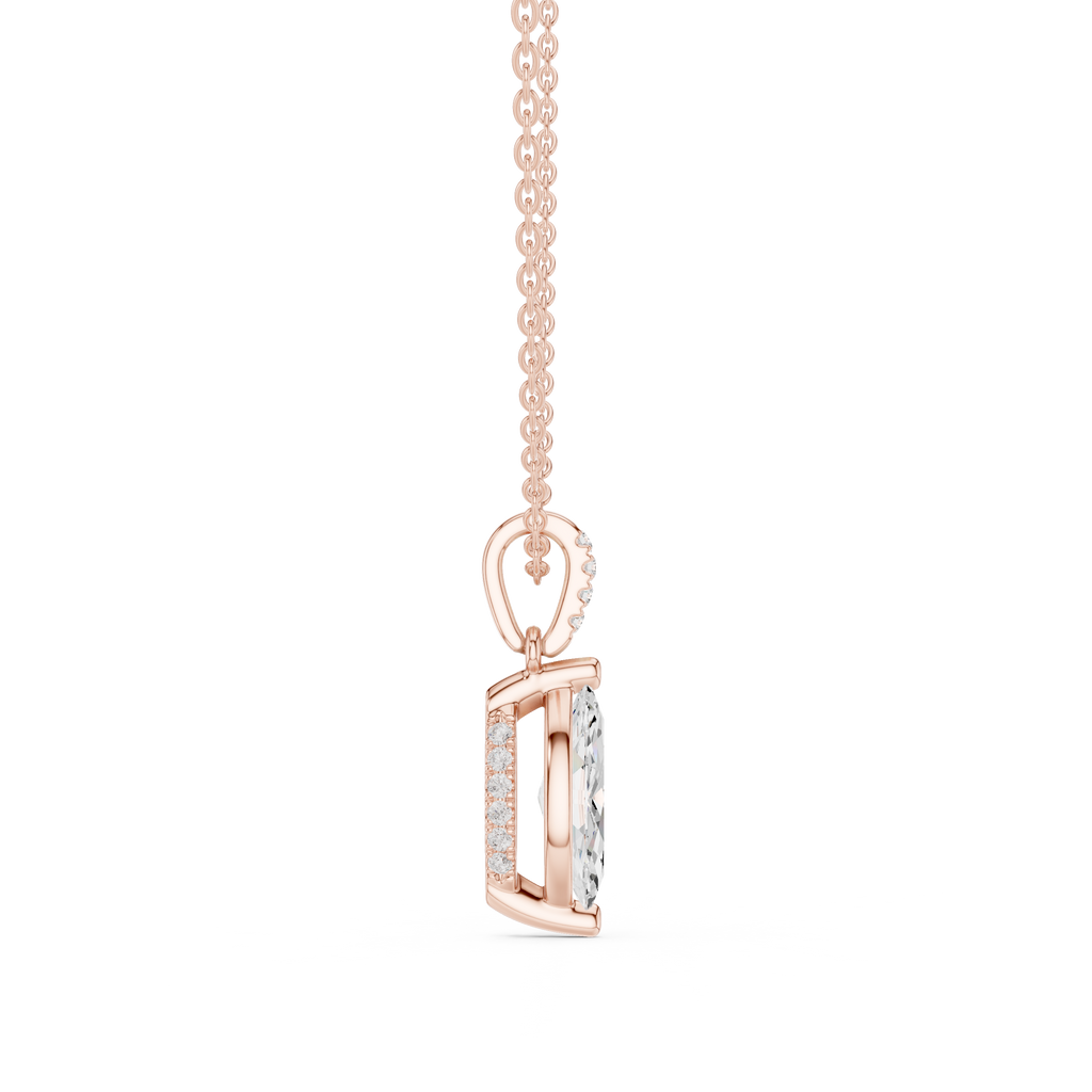1.50 CT Marquise Cut Diamond Pavé Bail Pendant Necklace in Gold
