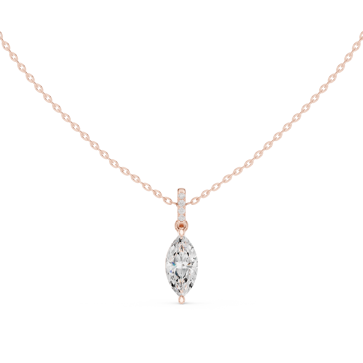 Marquise Cut Diamond Pavé Bail Pendant – view 5 of 12, lab grown diamond pendant | Jewelix Atelier