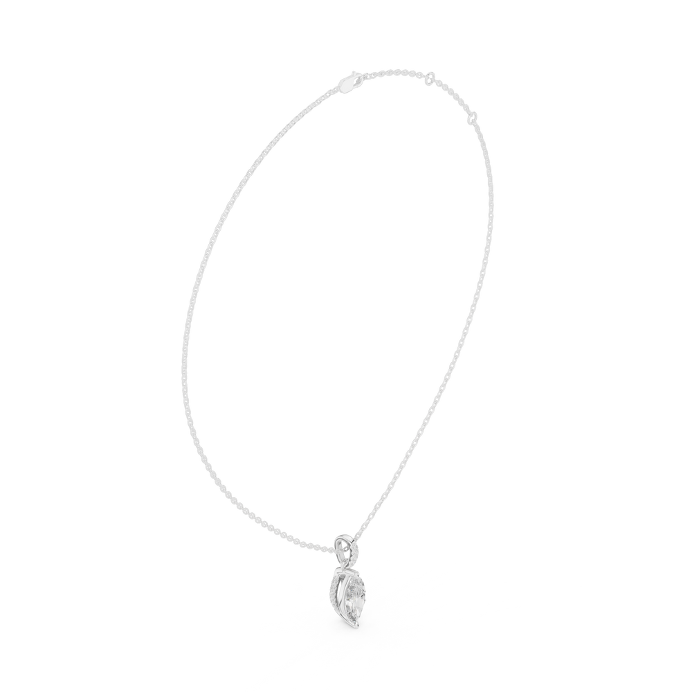 1.50 CT Marquise Cut Diamond Pavé Bail Pendant Necklace in Gold