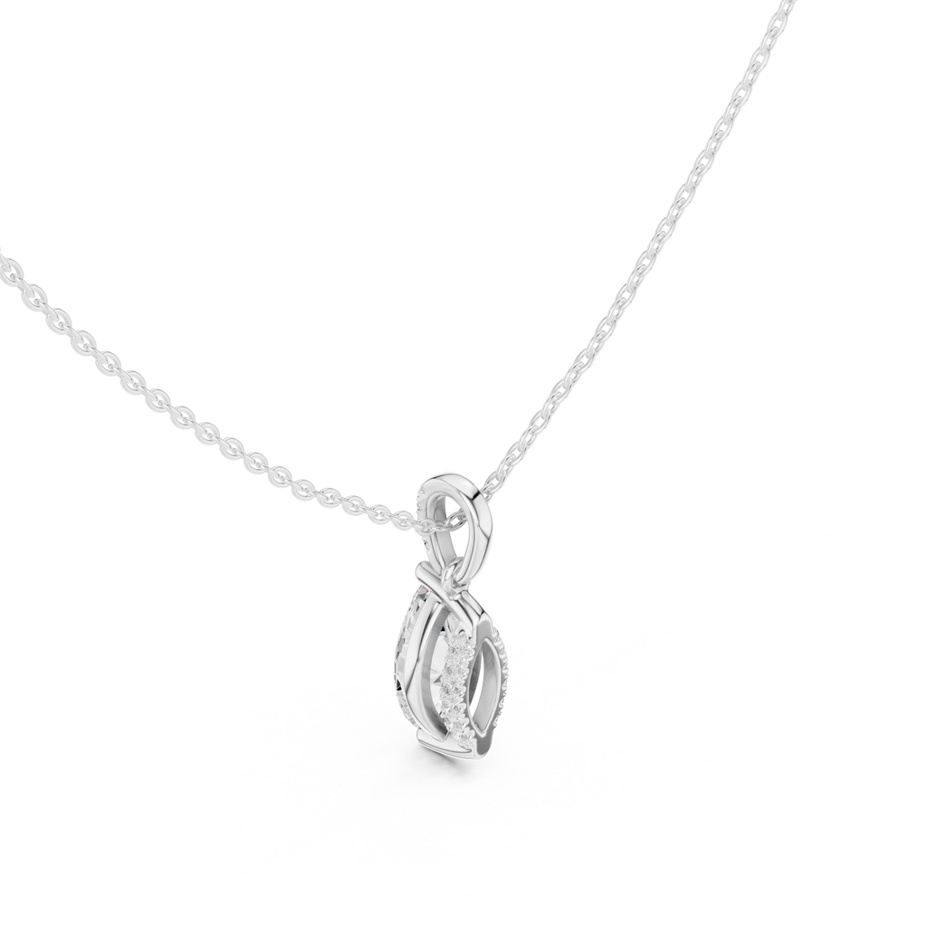 1.50 CT Marquise Cut Diamond Pavé Bail Pendant Necklace in Gold