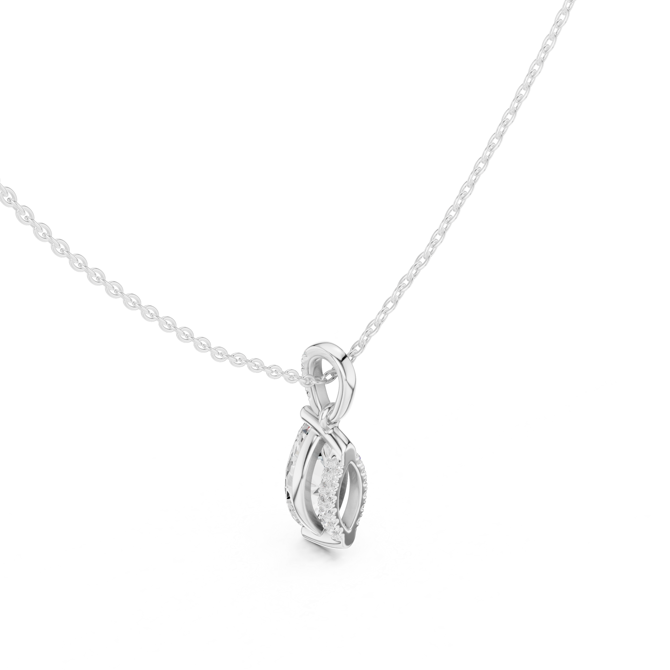 1.50 CT Marquise Cut Diamond Pavé Bail Pendant Necklace in Gold