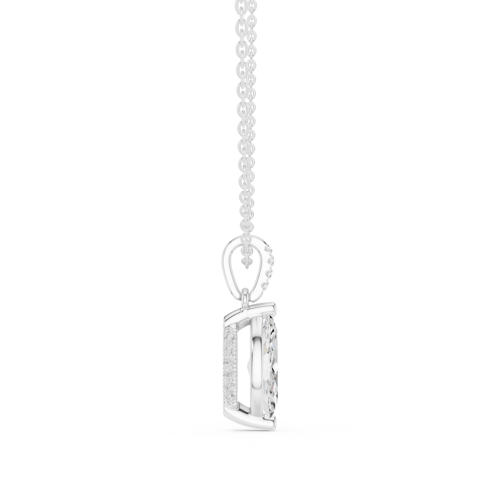 1.50 CT Marquise Cut Diamond Pavé Bail Pendant Necklace in Gold