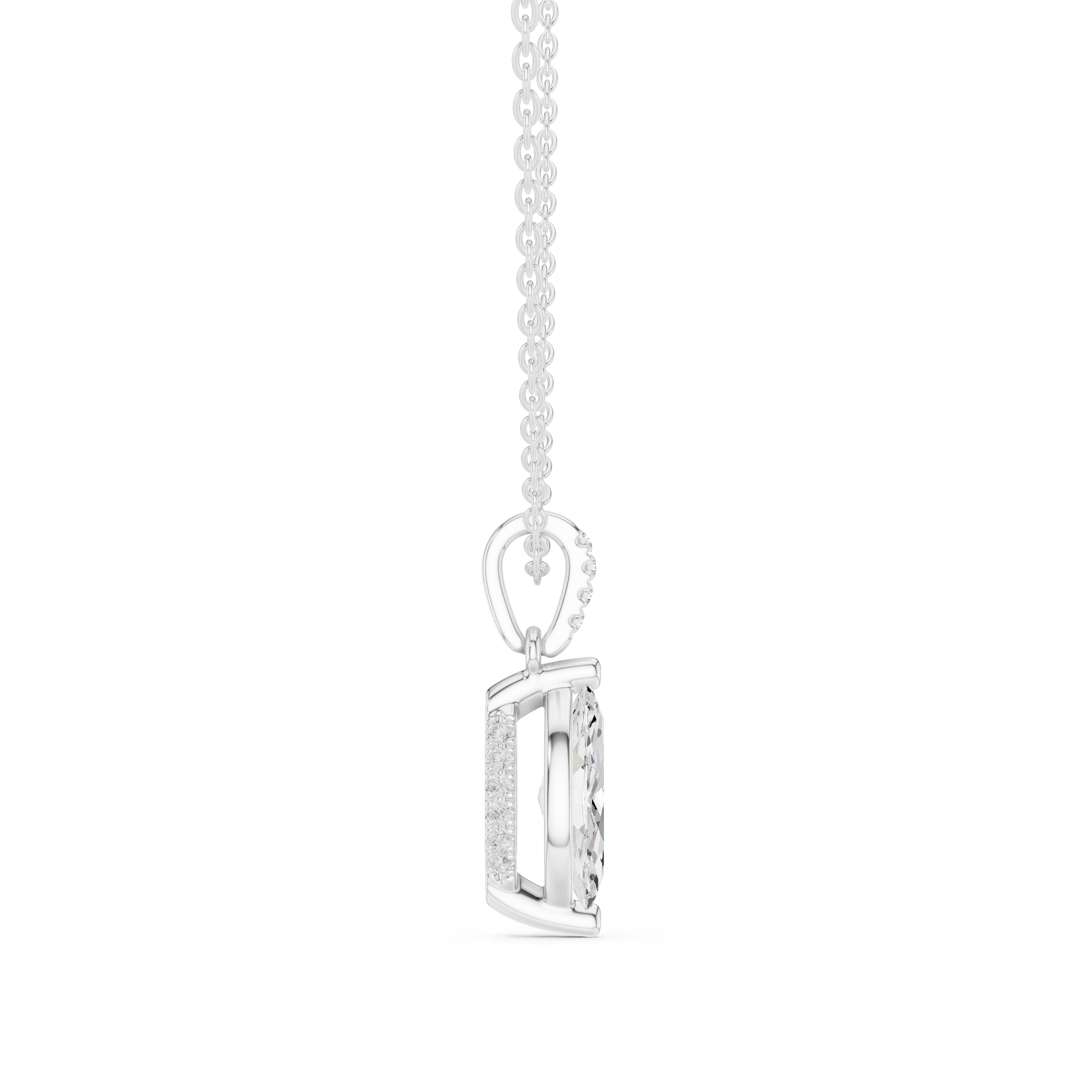 1.50 CT Marquise Cut Diamond Pavé Bail Pendant Necklace in Gold