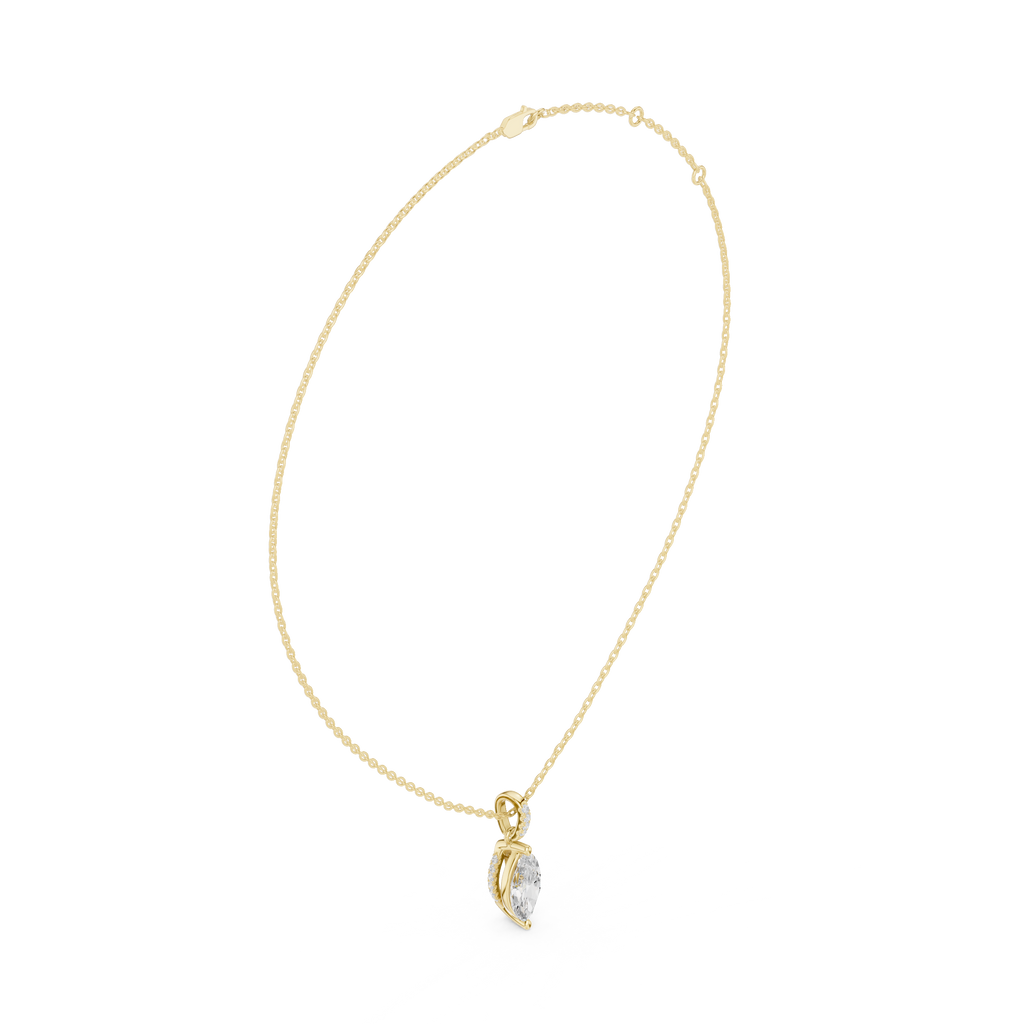 1.50 CT Marquise Cut Diamond Pavé Bail Pendant Necklace in Gold