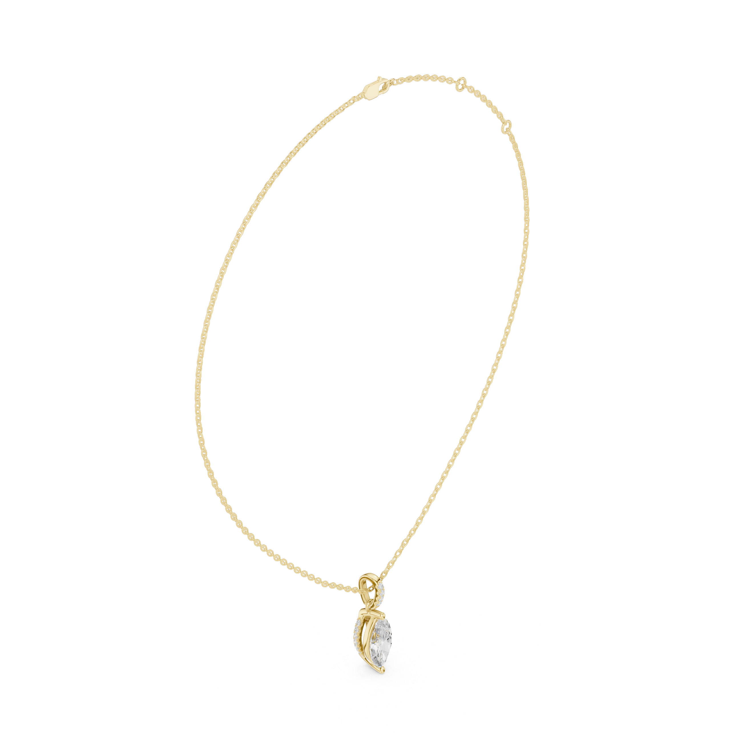 1.50 CT Marquise Cut Diamond Pavé Bail Pendant Necklace in Gold