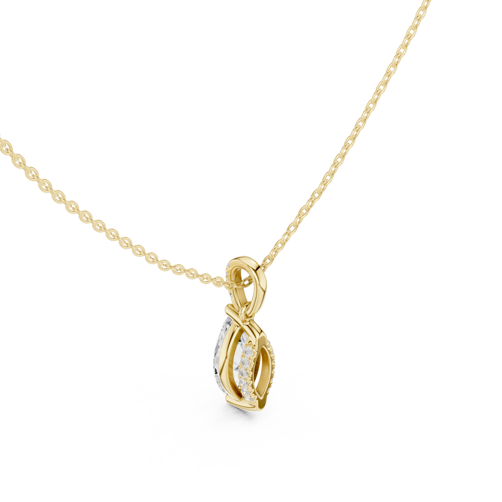 1.50 CT Marquise Cut Diamond Pavé Bail Pendant Necklace in Gold
