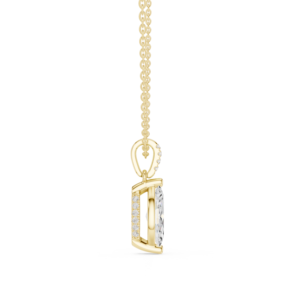 1.50 CT Marquise Cut Diamond Pavé Bail Pendant Necklace in Gold