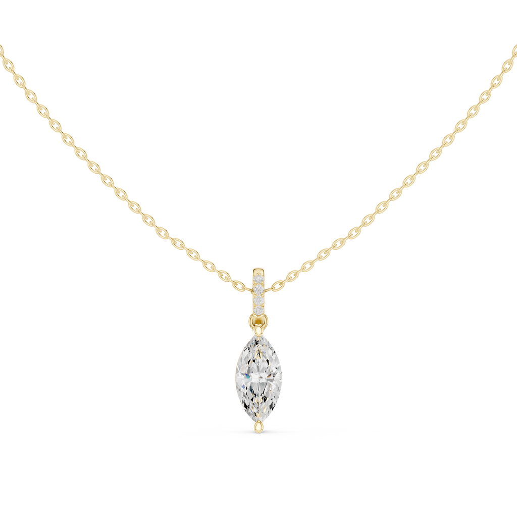 1.50 CT Marquise Cut Diamond Pavé Bail Pendant Necklace in Gold