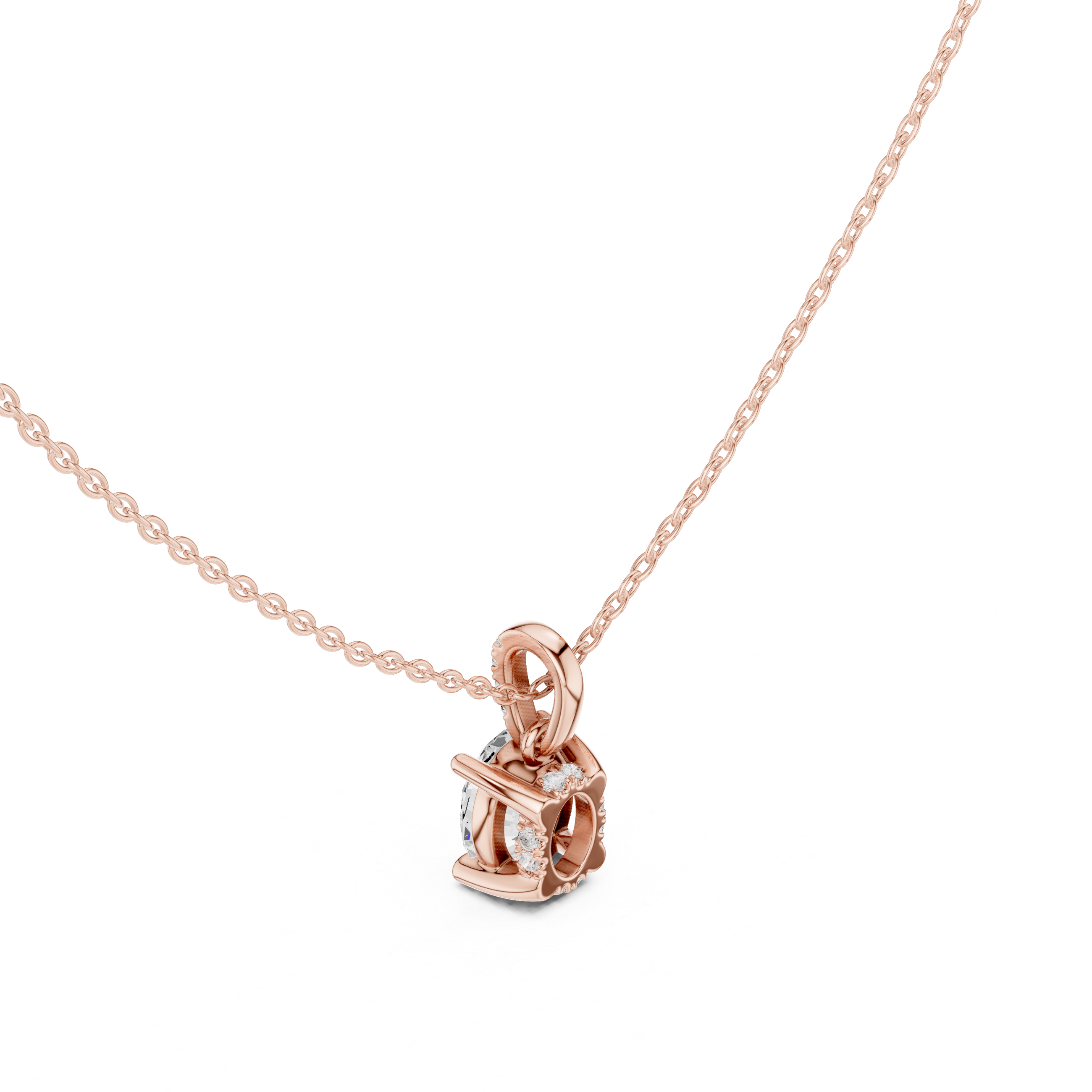 1.50 CT Oval Cut Diamond Pavé Bail Pendant Necklace in 14K & 18K Gold