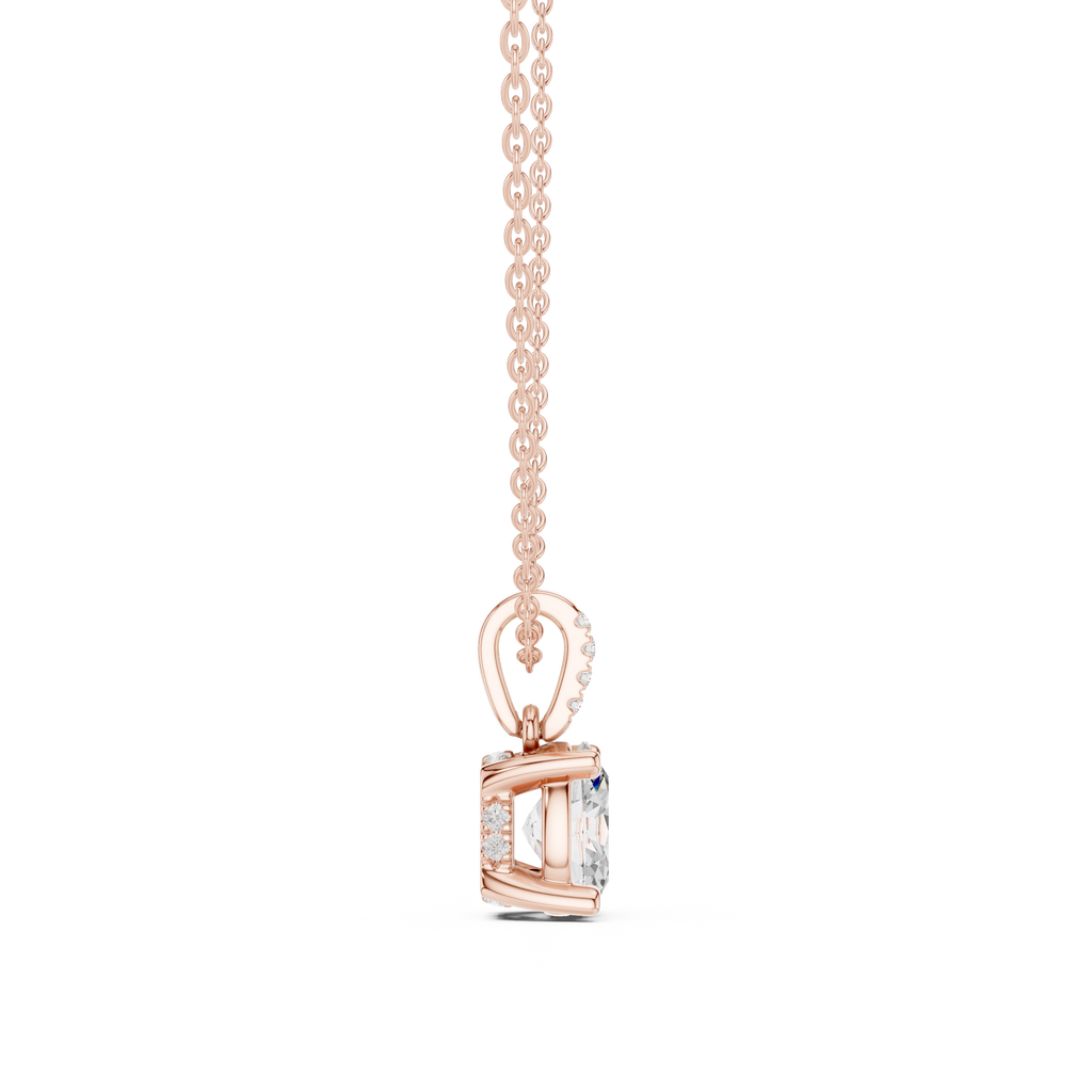 1.50 CT Oval Cut Diamond Pavé Bail Pendant Necklace in 14K & 18K Gold