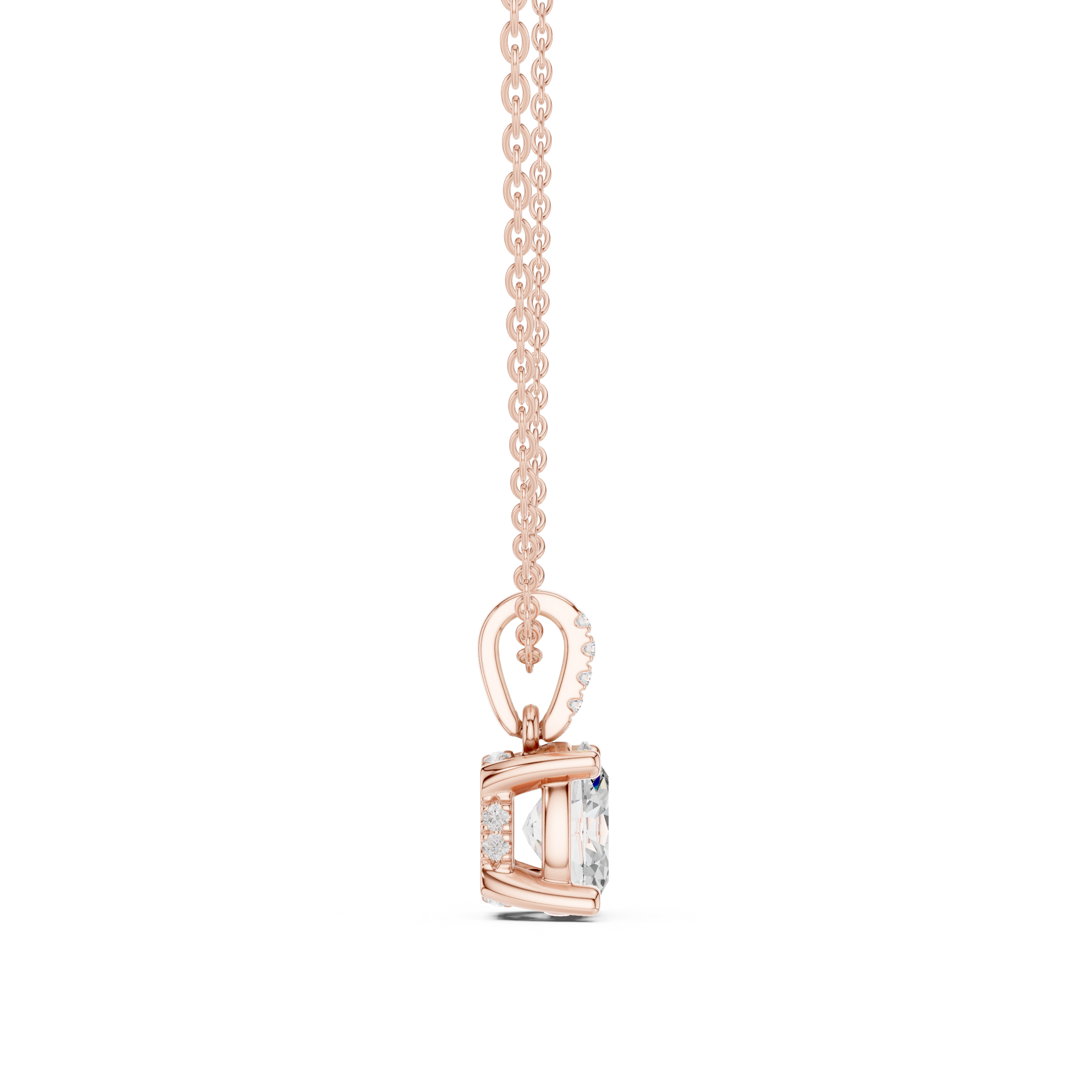 1.50 CT Oval Cut Diamond Pavé Bail Pendant Necklace in 14K & 18K Gold